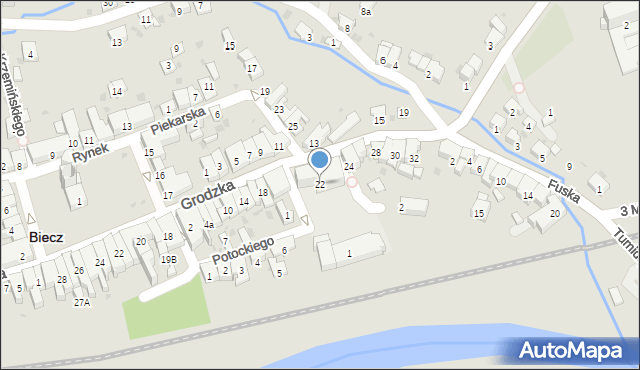 Biecz, Grodzka, 22, mapa Biecz