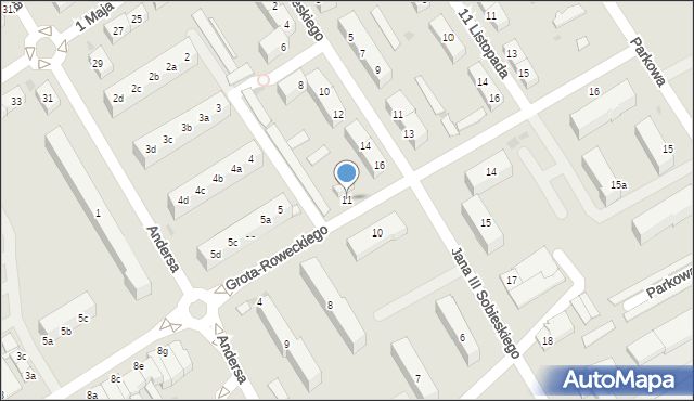 Bielawa, Grota-Roweckiego Stefana, gen., 11, mapa Bielawa