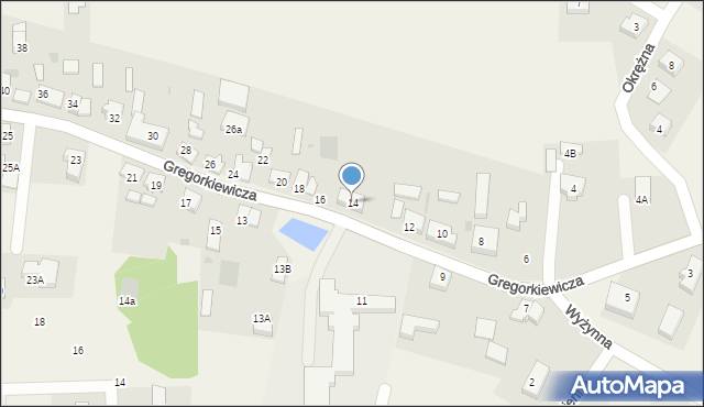 Bielkówko, Gregorkiewicza Brunona, 14, mapa Bielkówko