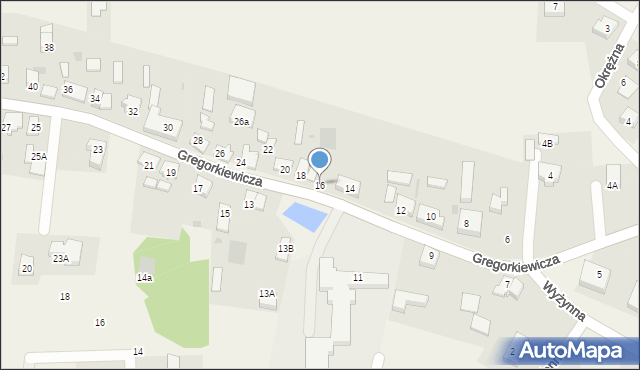 Bielkówko, Gregorkiewicza Brunona, 16, mapa Bielkówko