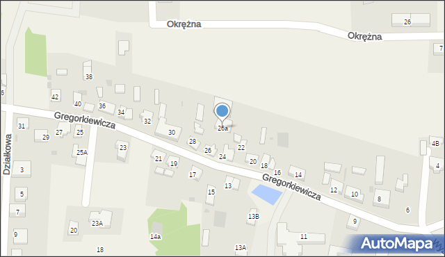 Bielkówko, Gregorkiewicza Brunona, 26a, mapa Bielkówko