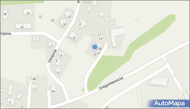 Bielkówko, Gregorkiewicza Brunona, 2c, mapa Bielkówko