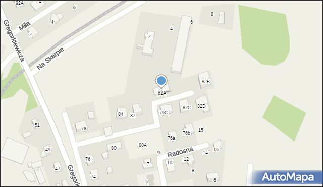 Bielkówko, Gregorkiewicza Brunona, 82A, mapa Bielkówko
