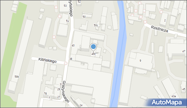 Bielsko-Biała, Grażyńskiego Michała, 40c, mapa Bielsko-Białej