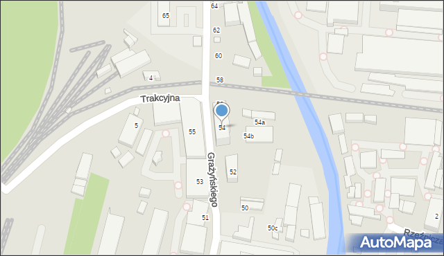 Bielsko-Biała, Grażyńskiego Michała, 54, mapa Bielsko-Białej