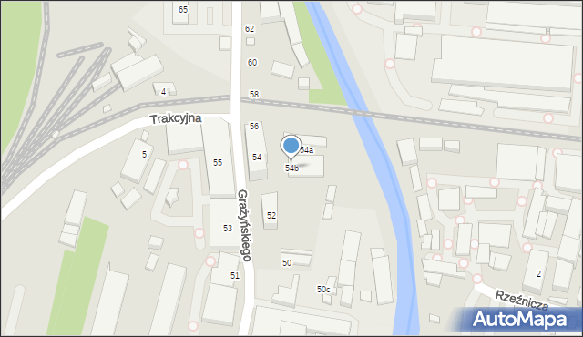 Bielsko-Biała, Grażyńskiego Michała, 54b, mapa Bielsko-Białej
