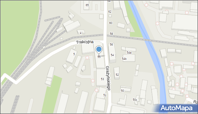 Bielsko-Biała, Grażyńskiego Michała, 55, mapa Bielsko-Białej