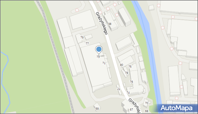Bielsko-Biała, Grażyńskiego Michała, 73, mapa Bielsko-Białej