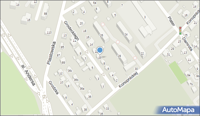 Bielsko-Biała, Grodeckiego Wacława, 10, mapa Bielsko-Białej