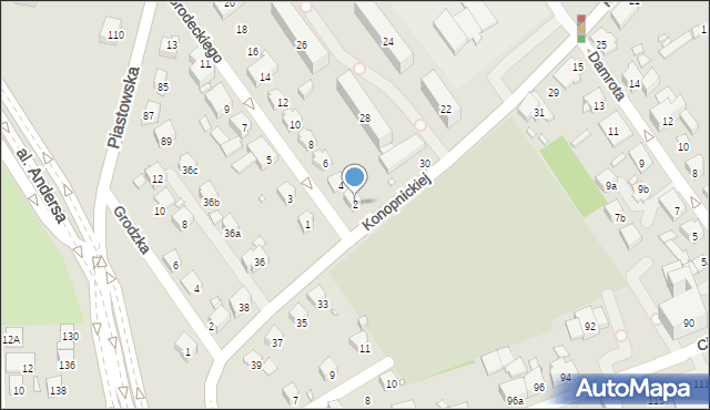 Bielsko-Biała, Grodeckiego Wacława, 2, mapa Bielsko-Białej