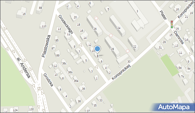 Bielsko-Biała, Grodeckiego Wacława, 8, mapa Bielsko-Białej