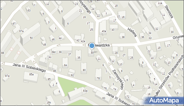 Bielsko-Biała, Grunwaldzka, 33, mapa Bielsko-Białej