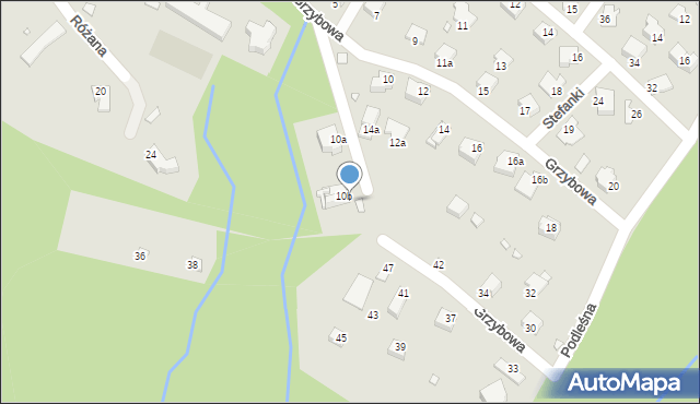 Bielsko-Biała, Grzybowa, 10c, mapa Bielsko-Białej