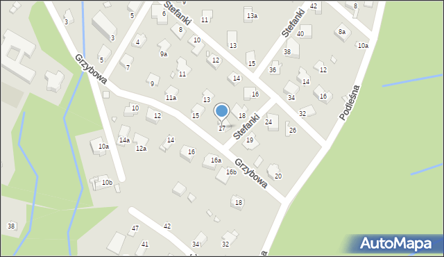 Bielsko-Biała, Grzybowa, 17, mapa Bielsko-Białej