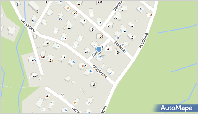 Bielsko-Biała, Grzybowa, 19, mapa Bielsko-Białej