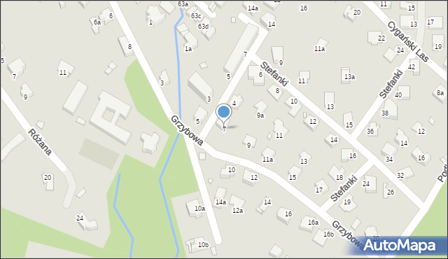 Bielsko-Biała, Grzybowa, 7, mapa Bielsko-Białej
