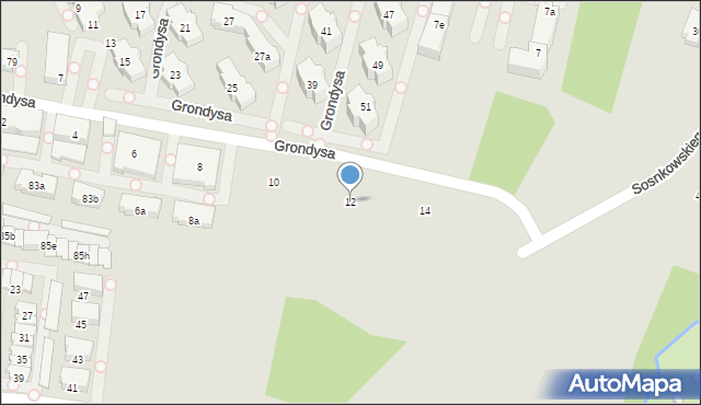 Bielsko-Biała, Grondysa Janisława, 12, mapa Bielsko-Białej