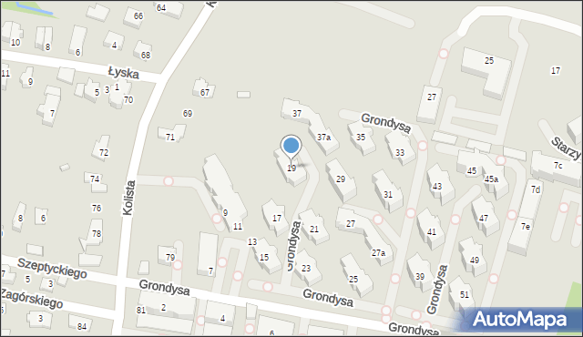 Bielsko-Biała, Grondysa Janisława, 19, mapa Bielsko-Białej