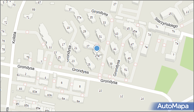 Bielsko-Biała, Grondysa Janisława, 27a, mapa Bielsko-Białej