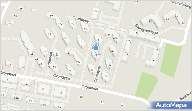 Bielsko-Biała, Grondysa Janisława, 41, mapa Bielsko-Białej