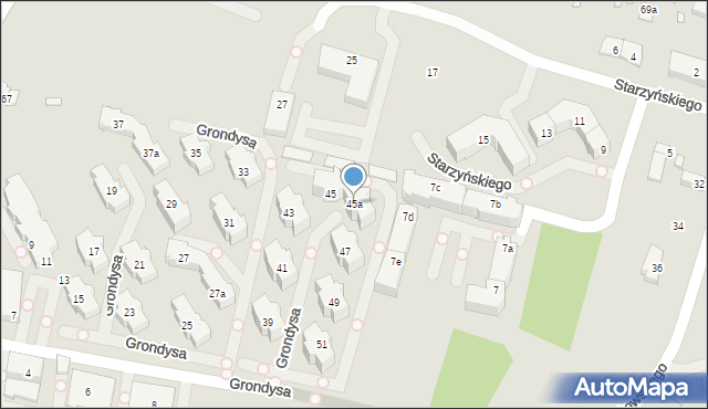 Bielsko-Biała, Grondysa Janisława, 45a, mapa Bielsko-Białej