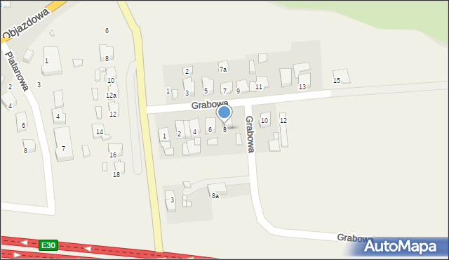 Bierzglinek, Grabowa, 8, mapa Bierzglinek