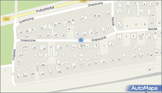 Biskupice, Graniczna, 9, mapa Biskupice