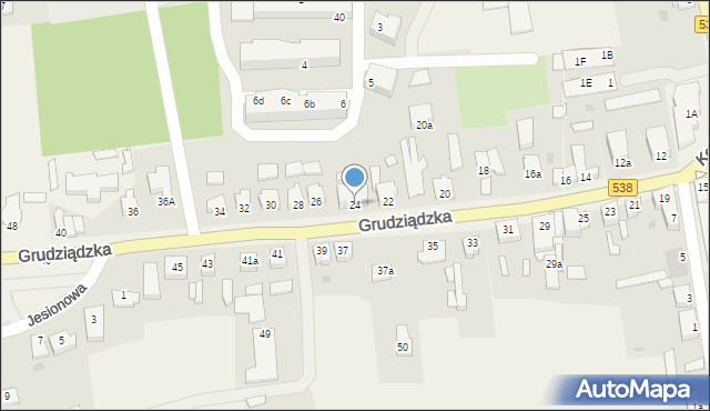 Biskupiec, Grudziądzka, 24, mapa Biskupiec