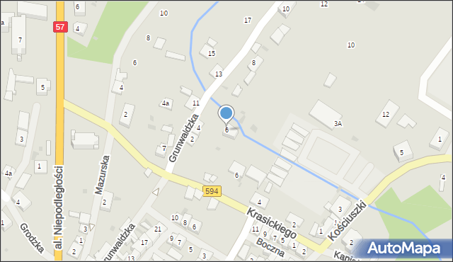 Bisztynek, Grunwaldzka, 6, mapa Bisztynek