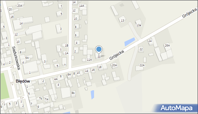Błędów, Grójecka, 11, mapa Błędów