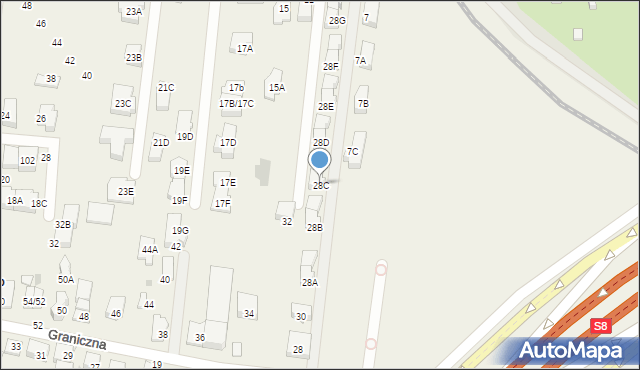 Blizne Łaszczyńskiego, Graniczna, 28C, mapa Blizne Łaszczyńskiego
