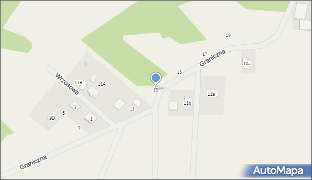 Błonie, Graniczna, 13, mapa Błonie