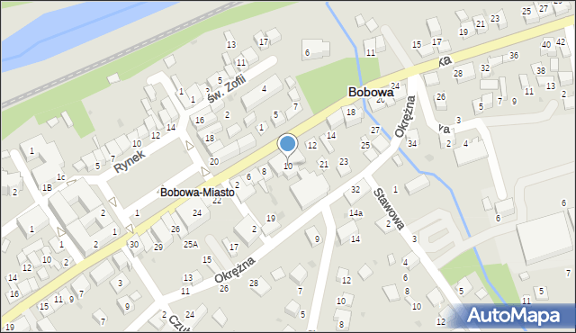 Bobowa, Grunwaldzka, 10, mapa Bobowa