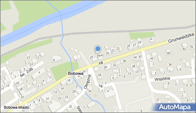 Bobowa, Grunwaldzka, 17, mapa Bobowa