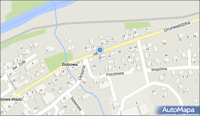 Bobowa, Grunwaldzka, 28, mapa Bobowa