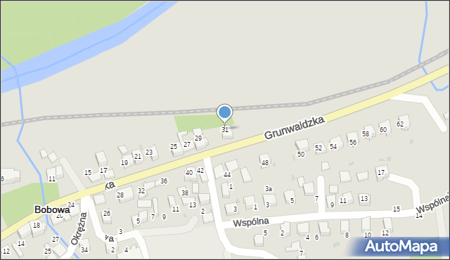 Bobowa, Grunwaldzka, 31, mapa Bobowa