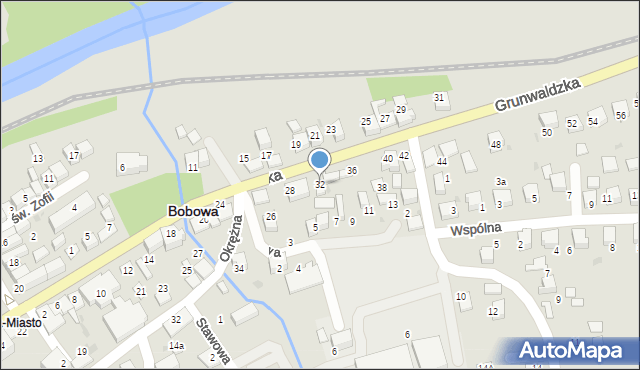 Bobowa, Grunwaldzka, 32, mapa Bobowa