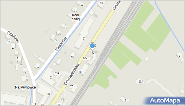 Bobowa, Grunwaldzka, 80, mapa Bobowa