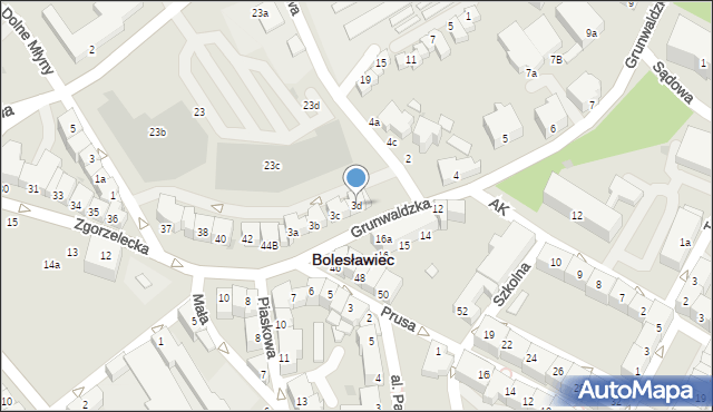Bolesławiec, Grunwaldzka, 3d, mapa Bolesławca