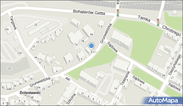 Bolesławiec, Grunwaldzka, 7, mapa Bolesławca