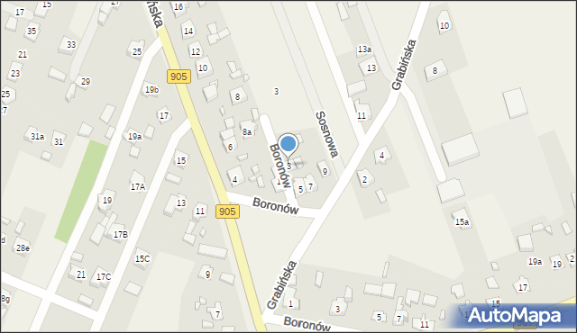 Boronów, Grabińska, 3, mapa Boronów