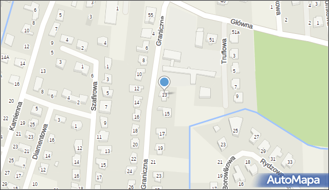 Borówiec, Graniczna, 13, mapa Borówiec