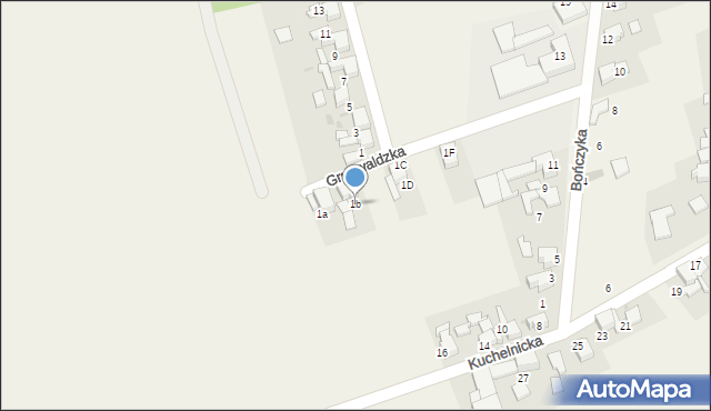 Borucin, Grunwaldzka, 1b, mapa Borucin