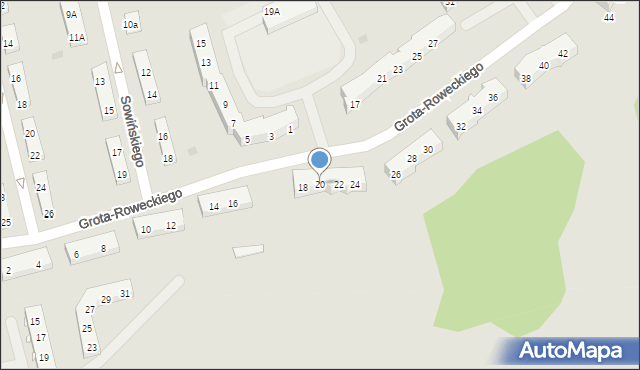 Braniewo, Grota-Roweckiego Stefana, gen., 20, mapa Braniewo