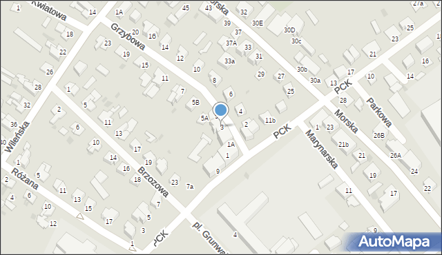 Braniewo, Grzybowa, 3, mapa Braniewo