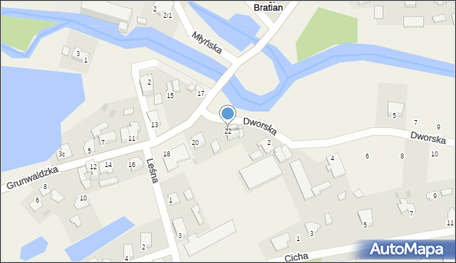 Bratian, Grunwaldzka, 22, mapa Bratian
