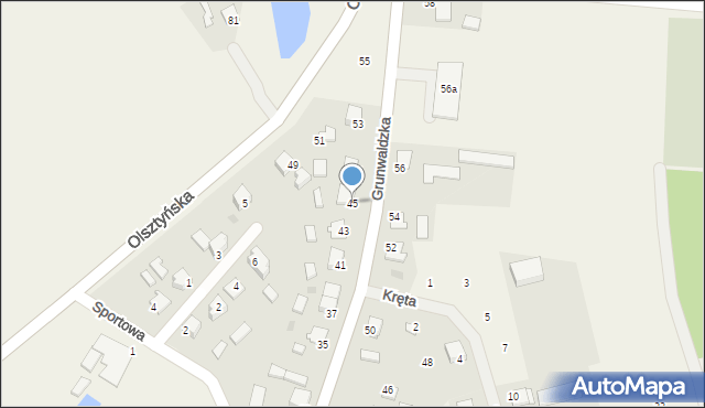 Bratian, Grunwaldzka, 45, mapa Bratian