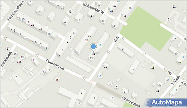 Brzeg, Grota-Roweckiego Stefana, gen., 14, mapa Brzeg