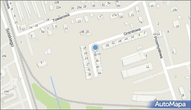 Brzesko, Granitowa, 32, mapa Brzesko