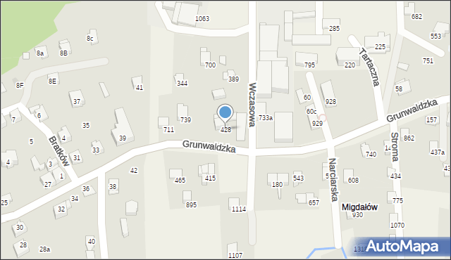 Buczkowice, Grunwaldzka, 428, mapa Buczkowice